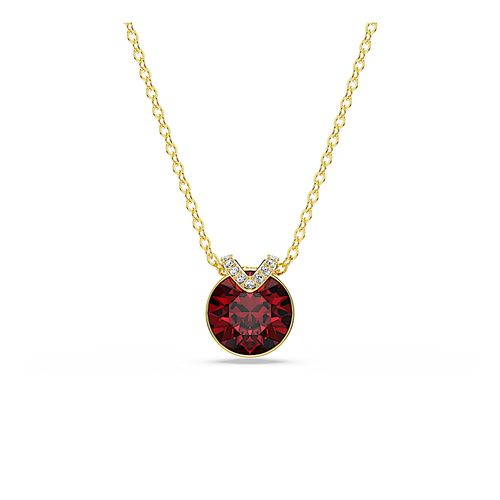 Pingente Bella V, Lapidação redonda, Vermelho, Revestido em dourado