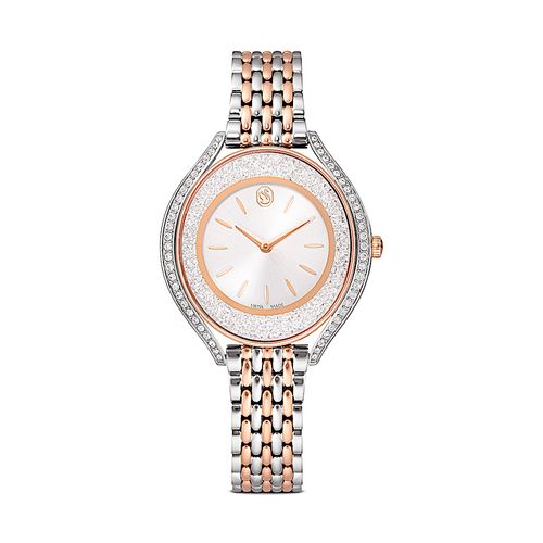 Relógio Crystalline aura, Fabricação suíça, Pulseira de metal, Tom ouro rosa, Acabado em combinação de metais