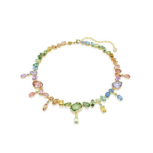 Colar Gema, Combinação de lapidações, Cristais suspensos, Multicor, Acabado em tom dourado