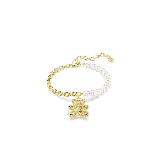 Pulseira Idyllia, Crystal Pearl, Lapidação redonda, Ursinho, Dourado, Acabado em tom dourado