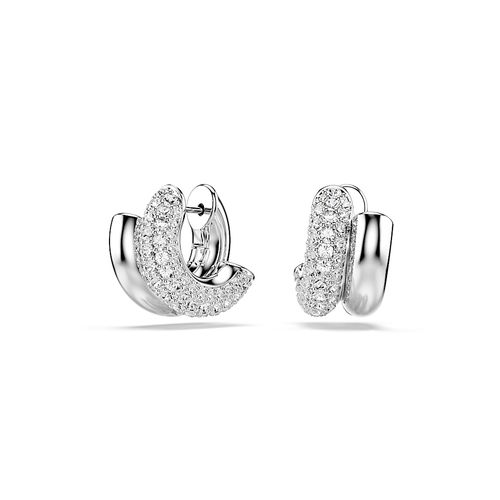 Brincos argola Dextera, Lapidação redonda, Mini, Brancos, Acabado em ródio