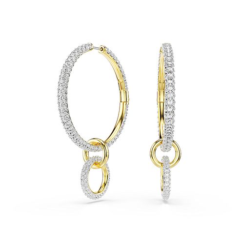 Brincos argola Dextera, Lapidação redonda, Brancos, Acabado em tom dourado