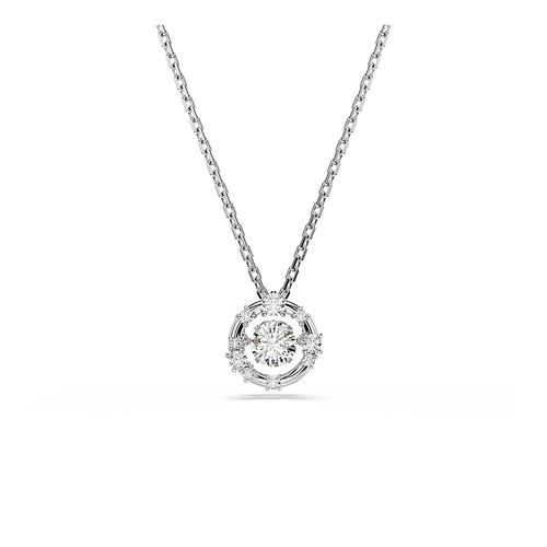 Pingente Constella, Lapidação redonda, Dancing stone, Branco, Acabado em ródio