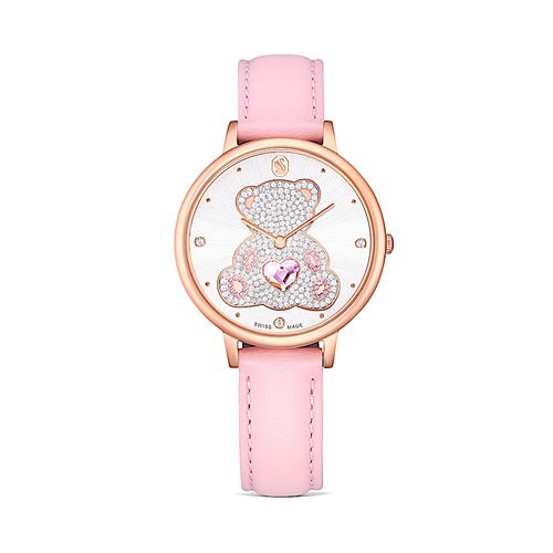 Relógio Teddy, Fabricação suíça, Pulseira de couro, Rosa, Acabado em ouro rosa