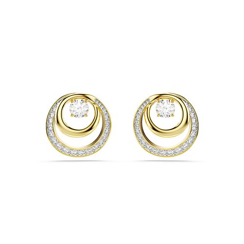 Brincos stud Hyperbola, Lapidação redonda, Branco, Acabado em tom dourado