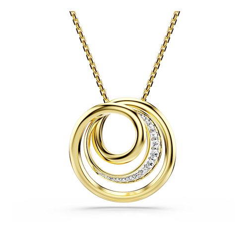 Colar Hyperbola, Lapidação redonda, Branco, Acabado em tom dourado