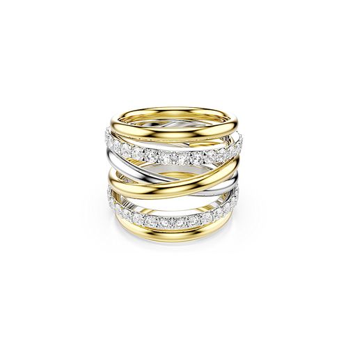 Anel cocktail Hyperbola, Lapidação redonda, Branco, Acabado em combinação de metais