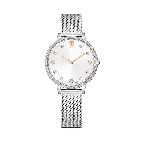 Relógio Clarica, Fabricação suíça, Pulseira de metal, Prata, Aço inoxidável