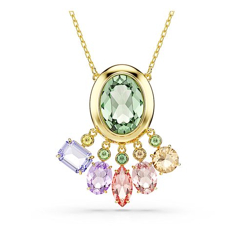 Pingente Gema, Combinação de lapidações, Cristais suspensos, Multicor, Acabado em tom dourado