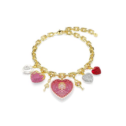 Colar Idyllia, Combinação de lapidações, Coração, chave, Multicor, Acabado em tom dourado