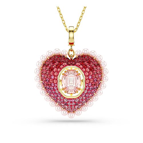 Pingente Idyllia, Combinação de lapidações, Coração, Rosa, Acabado em tom dourado