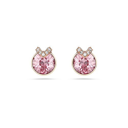 Brincos stud Bella, Lapidação redonda, Pavé, Rosa, Acabado em ouro rosa