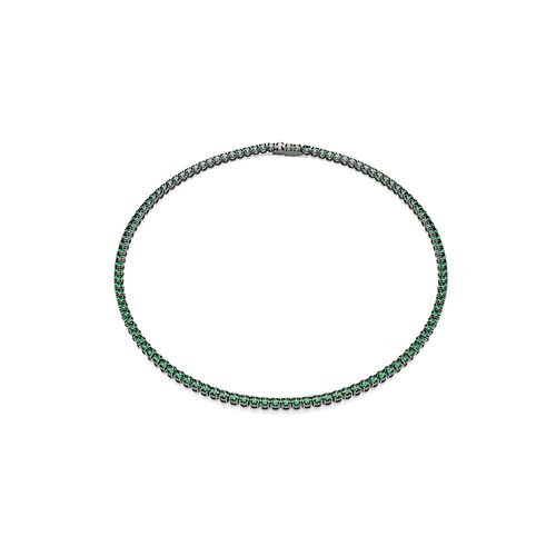 Colar Tennis Matrix, Lapidação redonda, Verde, Acabado em ródio
