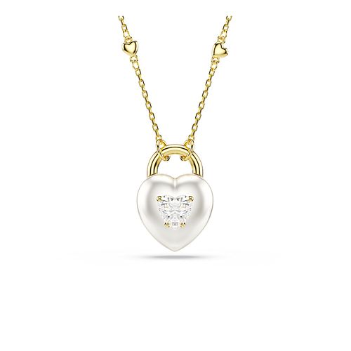 Pingente Idyllia, Combinação de lapidações, Coração, Branco, Acabado em tom dourado