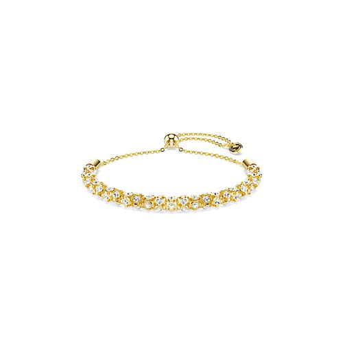 Pulseira Dextera, Lapidação redonda, Branca, Acabado em tom dourado