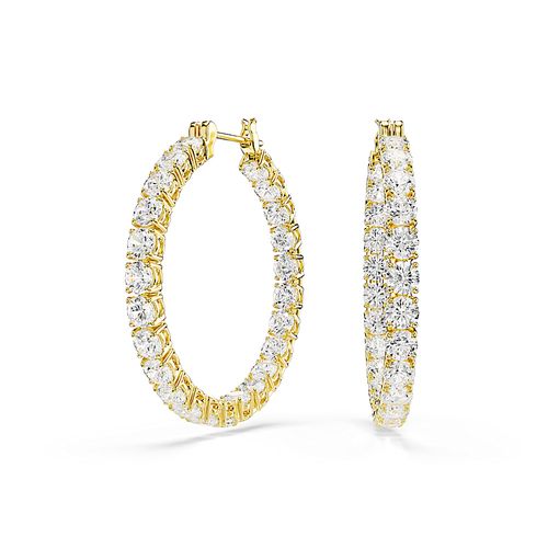 Brincos argola Matrix, Lapidação redonda, Brancos, Acabado em tom dourado