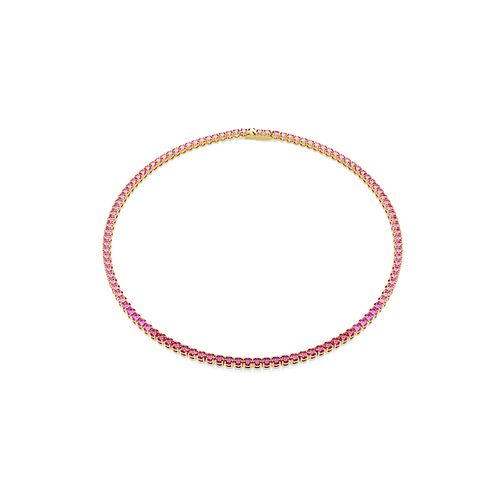 Colar Tennis Matrix, Lapidação redonda, Rosa, Acabado em tom dourado