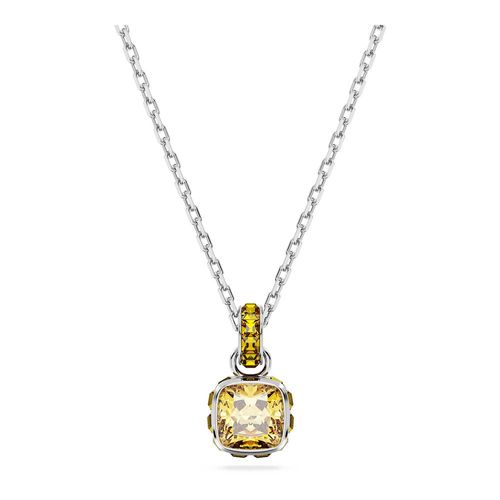 Pingente Birthstone, Lapidação quadrada, Novembro, Amarelo, Lacado a ródio