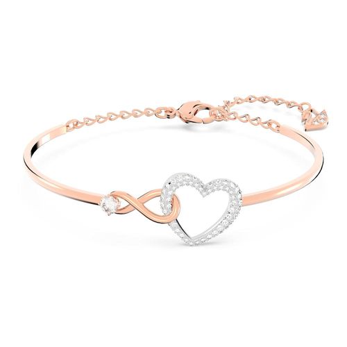 Pulseira Swarovski Infinity Heart, Branco, Acabamento em Mix de Metais