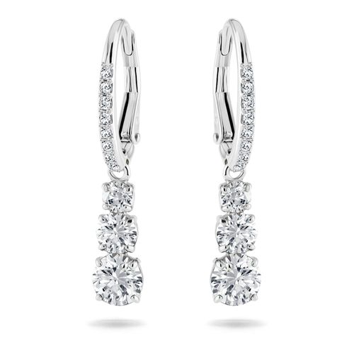 Brincos Attract Trilogy Round, Branco, Revestidos a Ródio