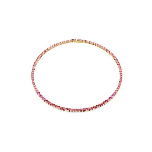 Colar Tennis Matrix, Lapidação redonda, Rosa, Acabado em tom dourado