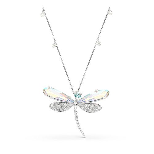 Pingente e pregadeira Ariana Grande x Swarovski, Combinação de lapidações, Libelula, Verde, Acabado em ródio