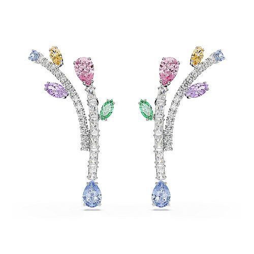 Brincos compridos Ariana Grande x Swarovski, Combinação de lapidações, Multicor, Acabado em ródio