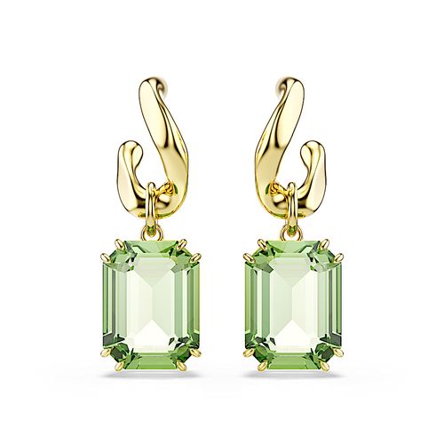 Brincos compridos Millenia, Lapidação octogonal, Verde, Acabamento em ouro de 18 quilates